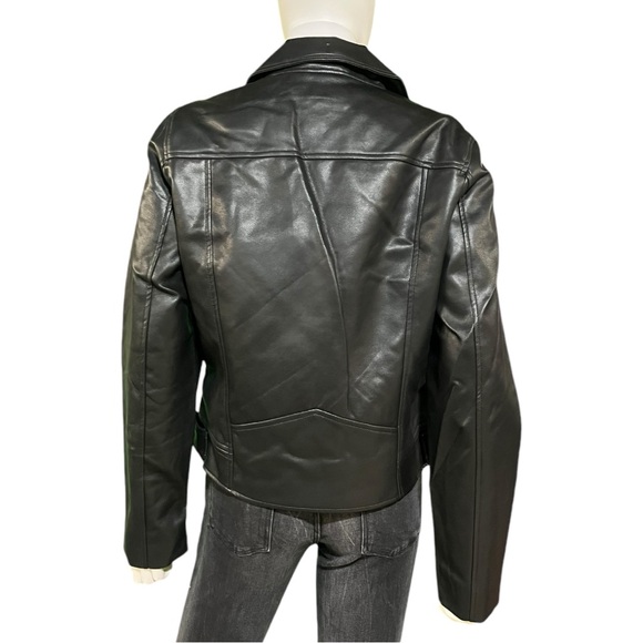 Blank NYC Black Smooth Faux Leather Moto Jacket Size Large - Picture 8 of 13